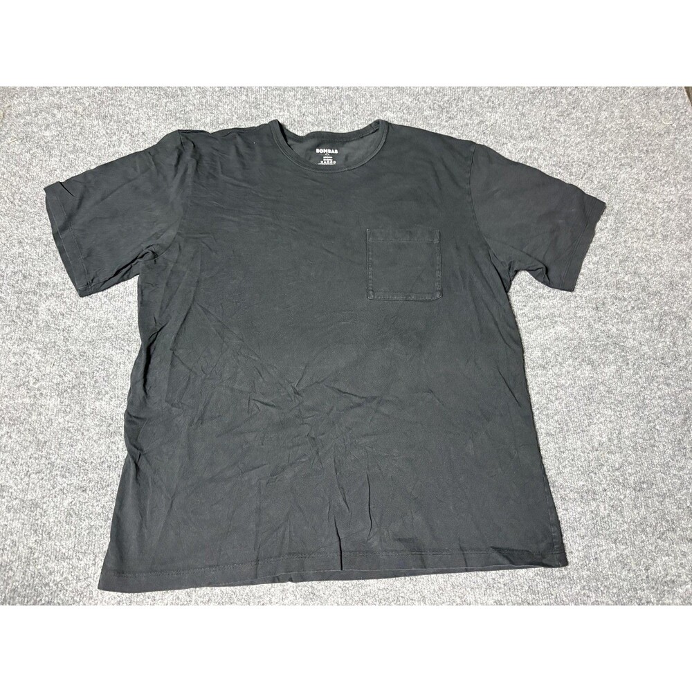 Bombas Shirt Mens L Black Short Sleeve Crew Neck Pocket Cotton Tagless Tee Basic